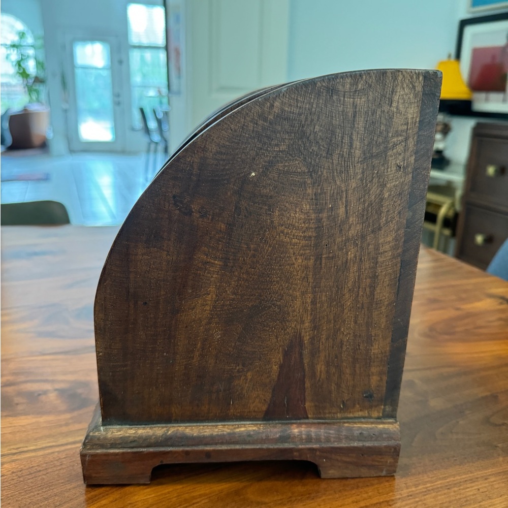 VINTAGE OLD RARE HANDMADE WOODEN LETTER / CARD RACK HOLDER WITH DRAWER 12.75” - Picture 5 of 13